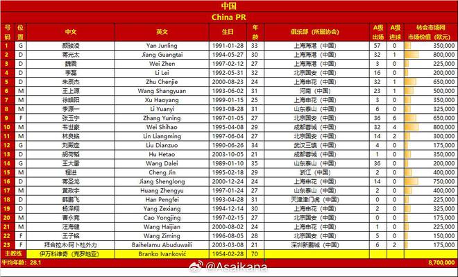 國(guó)足23人名單身價(jià)870萬(wàn)歐，揭示中國(guó)足球的崛起與挑戰(zhàn)，國(guó)足名單揭曉，崛起與挑戰(zhàn)并存的中國(guó)足球身價(jià)870萬(wàn)歐